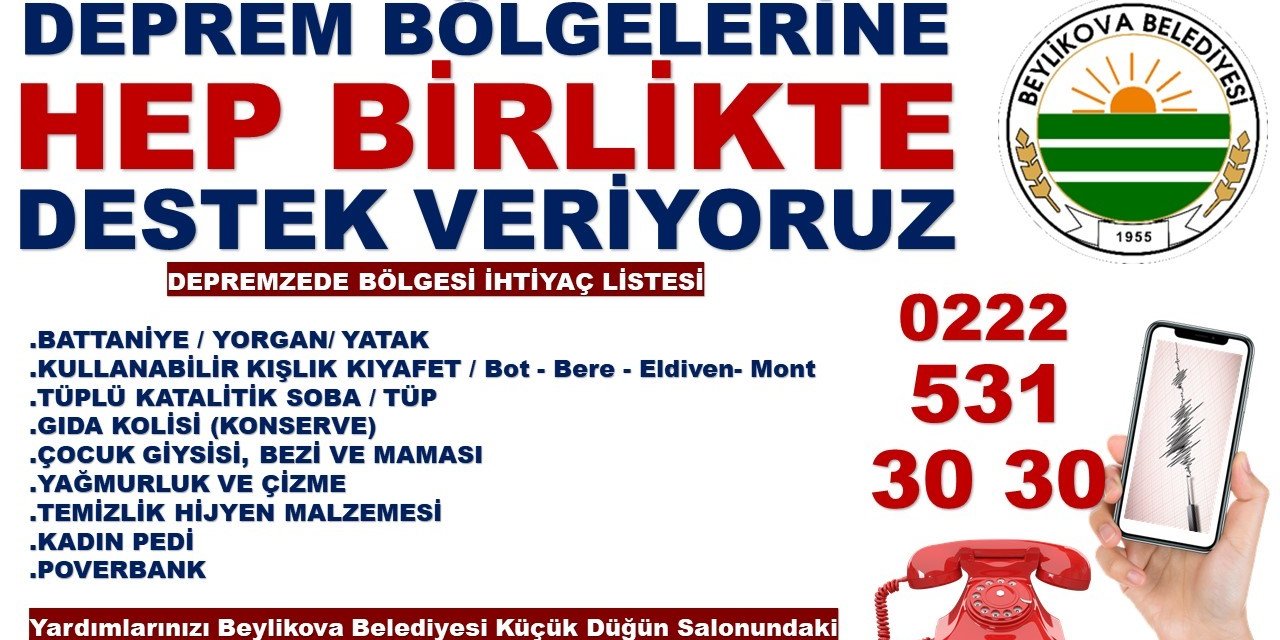 Beylikova Belediyesi depremzedelere yardım için kampanya başlattı