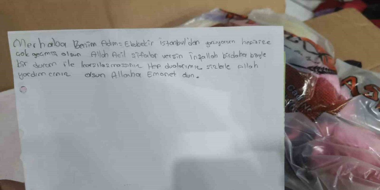 Küçük çocuğun depremzedelere gönderdiği not duygulandırdı