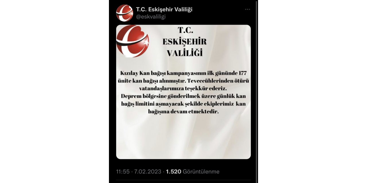 Eskişehir Valiliği bağışlanan kan miktarını açıkladı