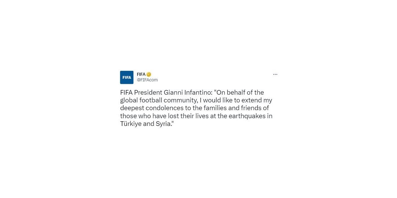 FIFA Başkanı Gianni Infantino’dan taziye mesajı