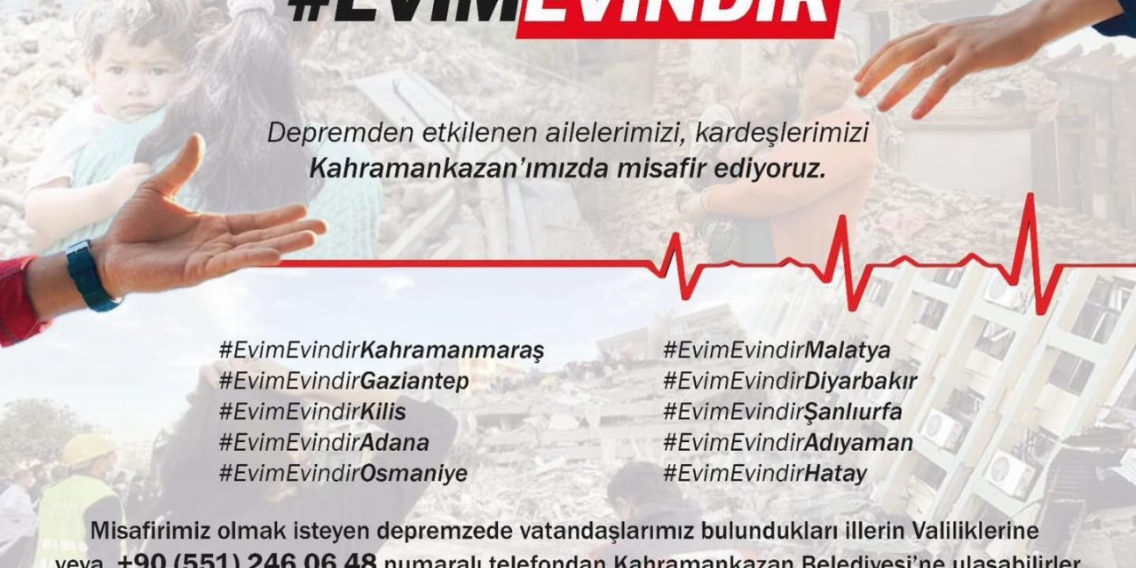 Kahramankazan Belediyesi, depremden etkilenen vatandaşlar için "Evim Evindir" kampanyası başlattı