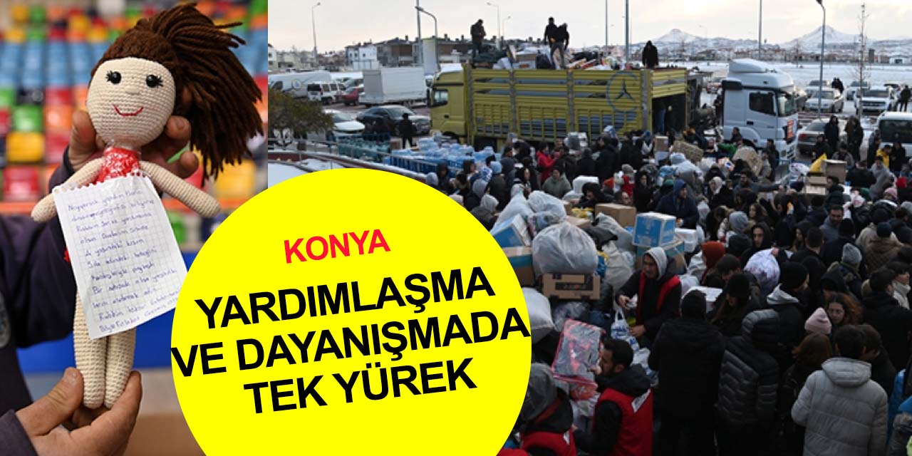 Konya depremzedeler için tek yürek! Selçuklu'dan Hatay'a 52 yır yardım malzemesi