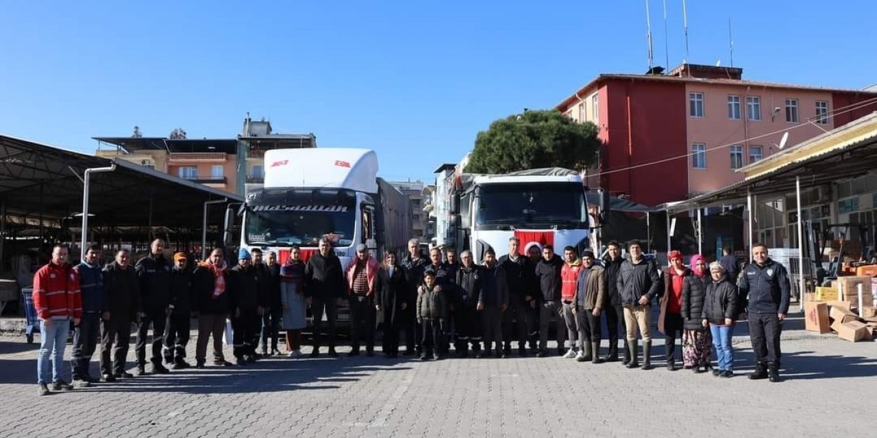 Karpuzlu’da deprem bölgeleri için toplanan yardımlar yola çıktı