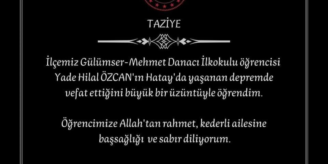 Ara tatilde Hatay’a giden Yade, depremde yaşamını yitirdi