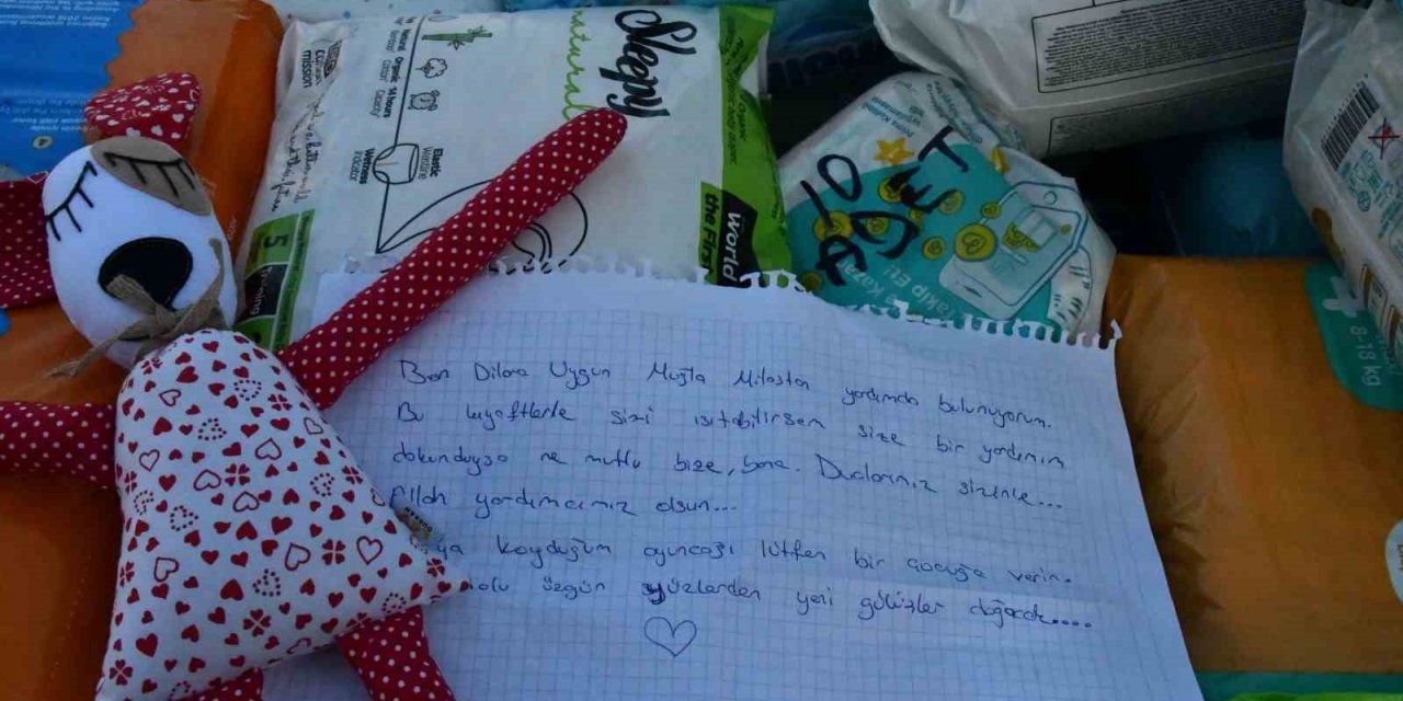 Yardım kolilerinden çıkan notlar duygulandırdı