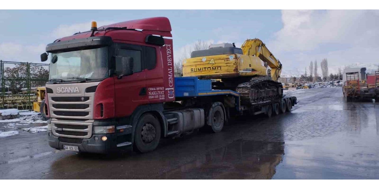 Kayseri Büyükşehir’den Adıyaman’a İş Makineleri, Elbistan’a Konteynır Gönderildi