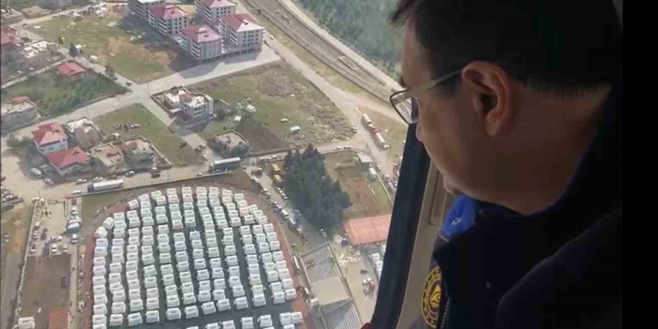 Bakan Dönmez İslahiye’de deprem bölgesini havadan inceledi