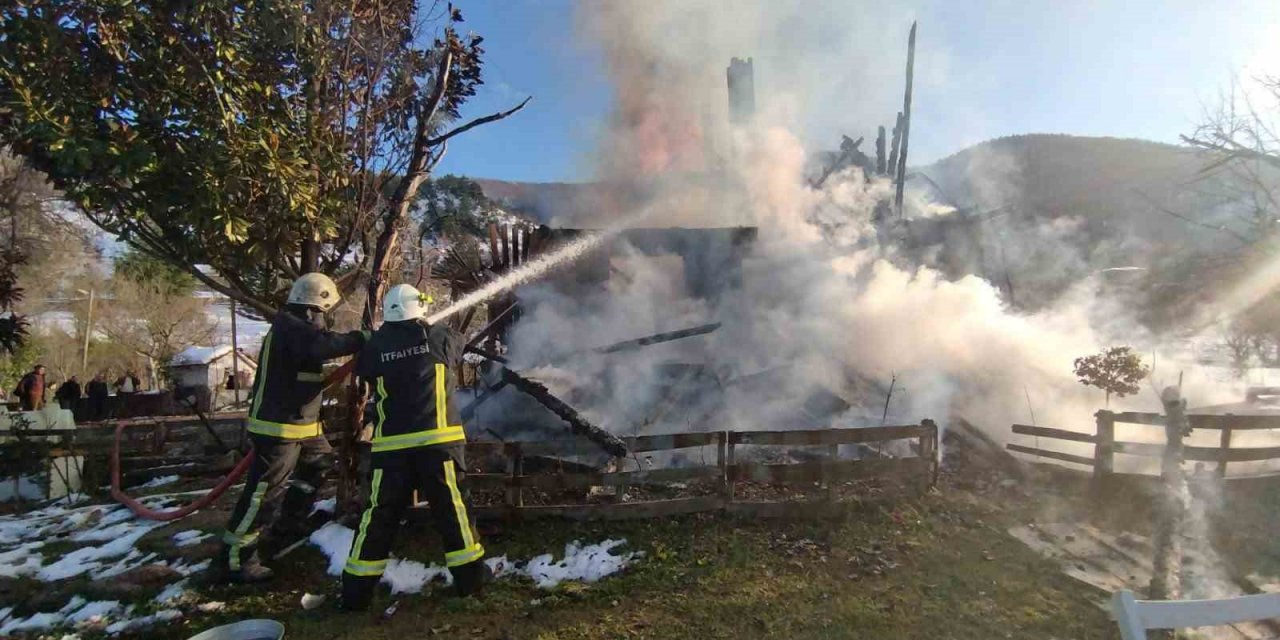 Şömineden çıkan yangın villayı küle çevirdi