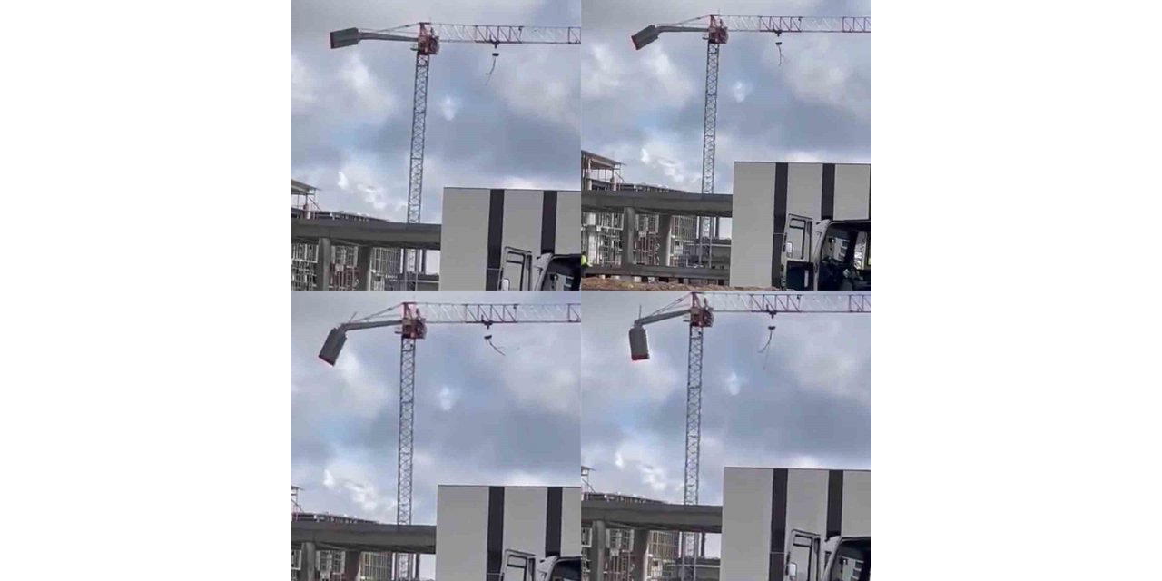 Depremde kule vinçin ağırlığı işte böyle çöktü