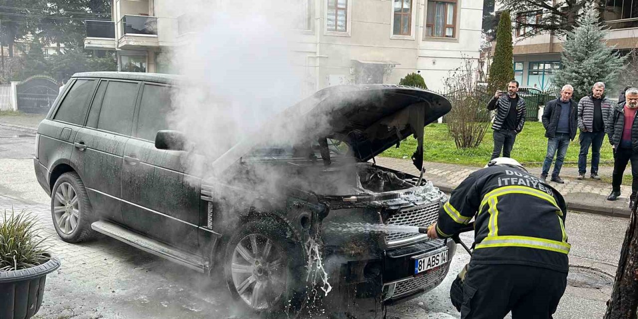 Park halindeki lüks cipte yangın çıktı