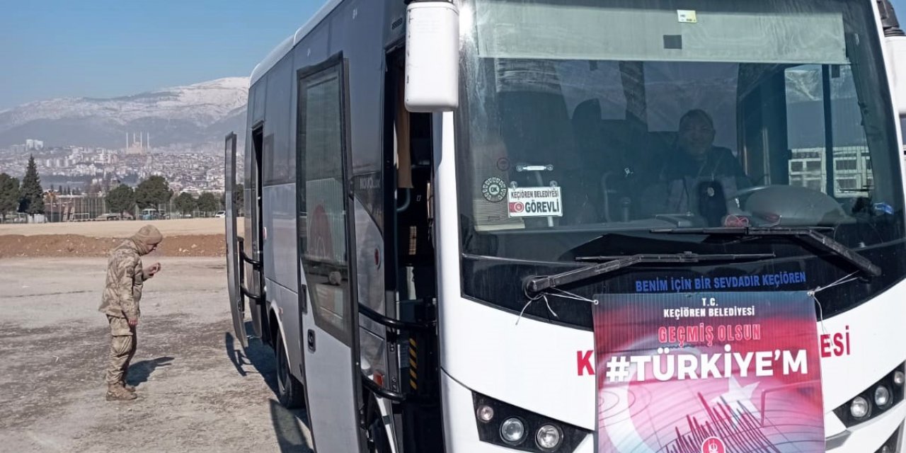 Keçiören belediyesinden deprem bölgesinde şehir içi ulaşım hizmeti