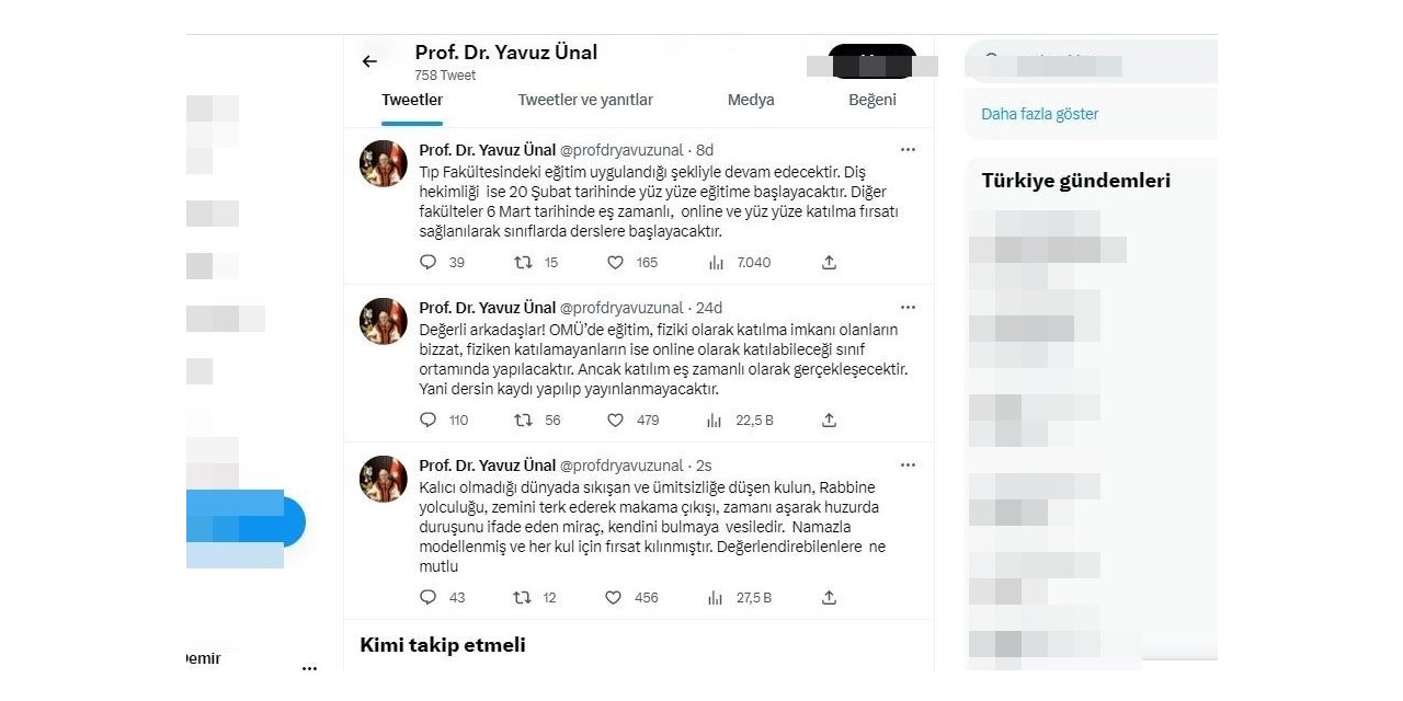 OMÜ Rektörü Ünal’dan yüz yüze eğitim açıklaması