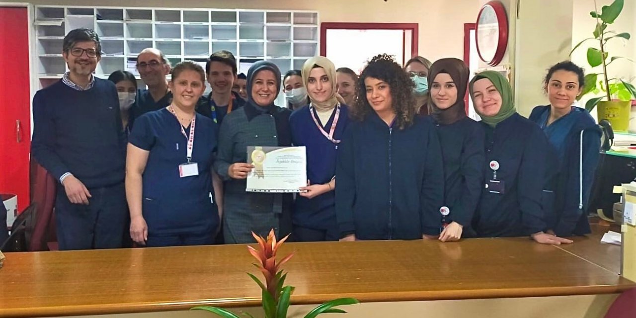 Kütahya Evliya Çelebi Hastanesi Kardiyoloji Kliniğine el hijyeni konusunda Teşekkür Belgesi