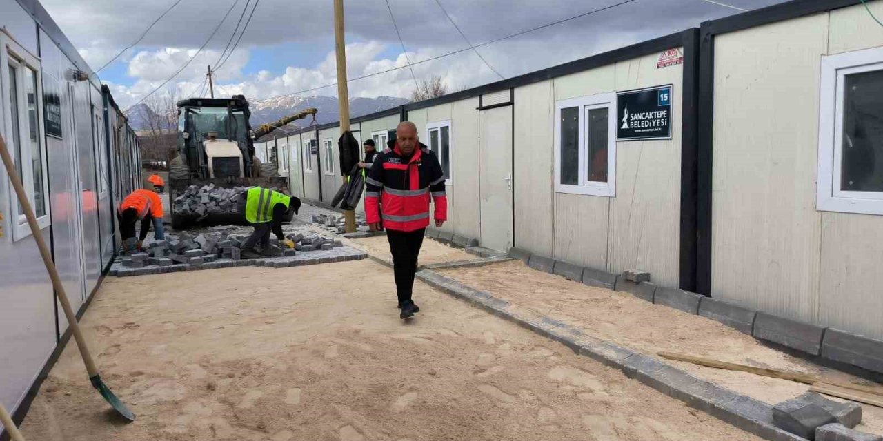 Doğanşehir, konteyner kentte kilit taşı çalışmaları sürüyor