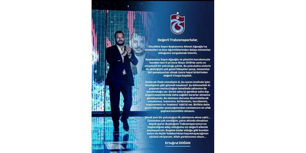 Ertuğrul Doğan, Trabzonspor başkanlığına adaylığını açıkladı