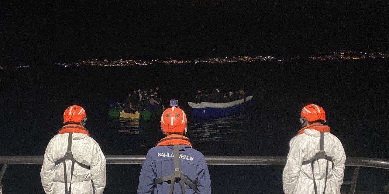 Aydın açıklarında 35 düzensiz göçmen kurtarıldı, 33’ü yakalandı