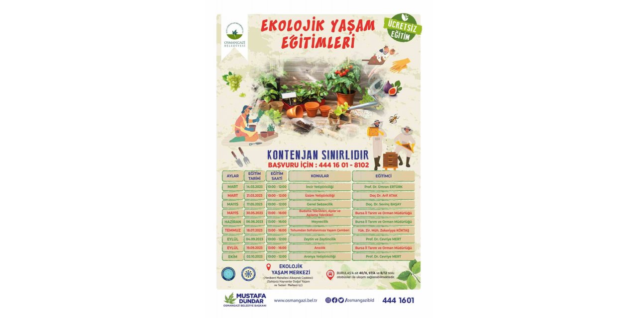 Osmangazi’de ‘Ekolojik Yaşam Eğitimleri’ başlıyor