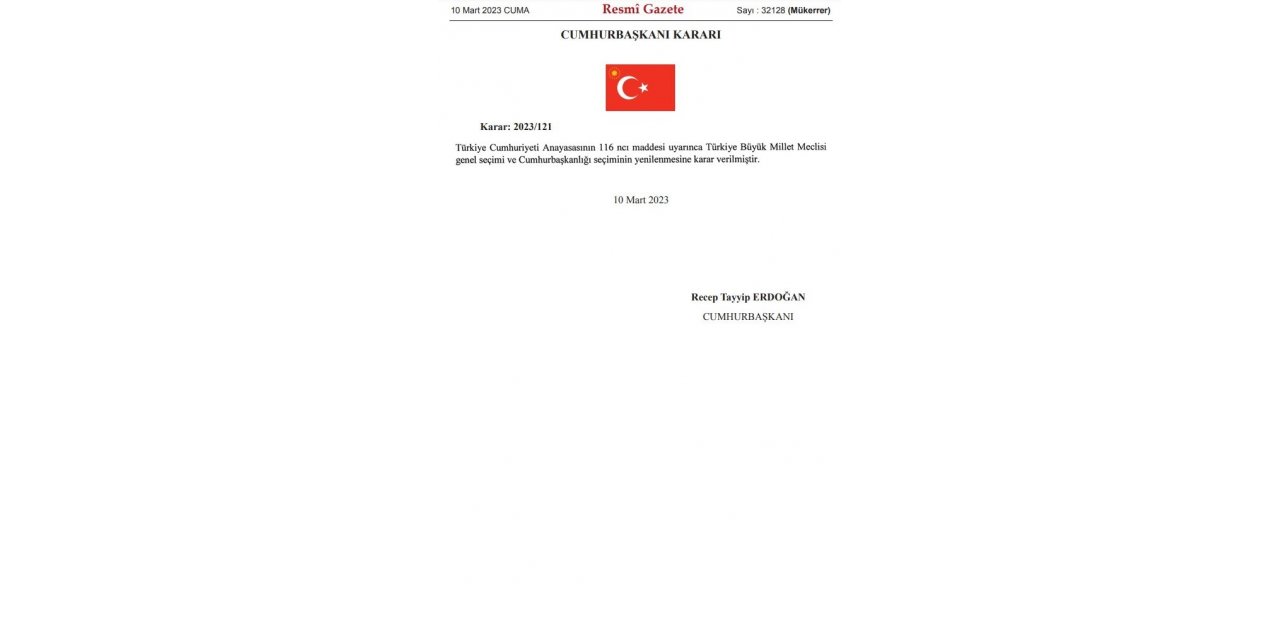 Cumhurbaşkanlığı seçimi Resmi Gazete’de yayımlandı