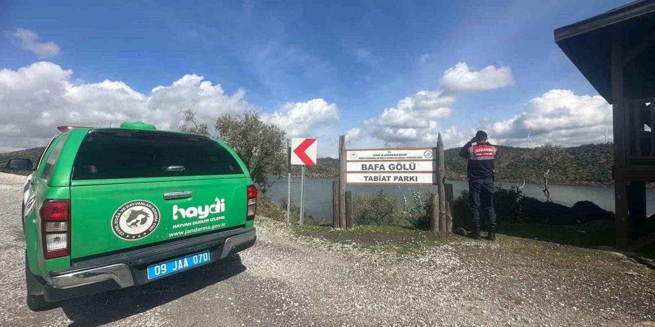 Jandarma ekipleri Bafa Gölü’nde kontrollerini sürdürüyor