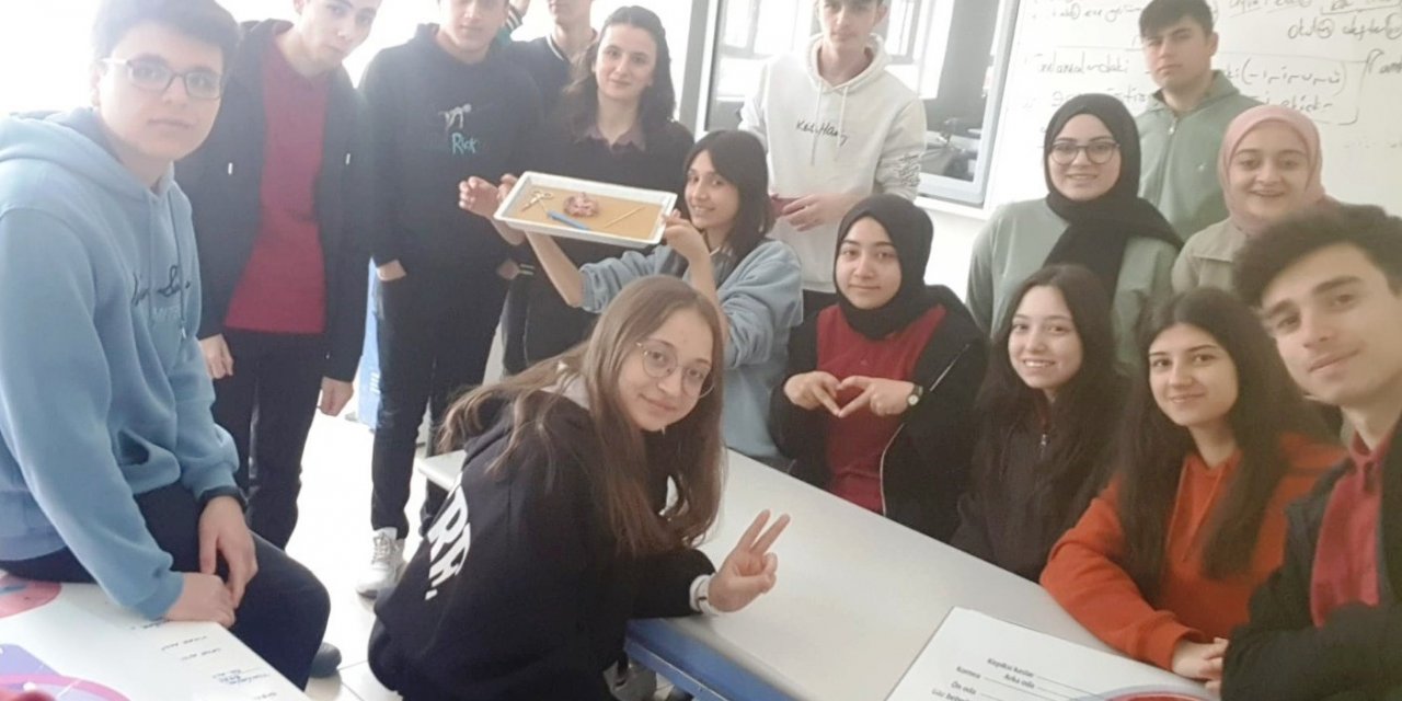 Hisarcık’ta lise öğrencileri koyun kalbi üzerinde deney yaptılar