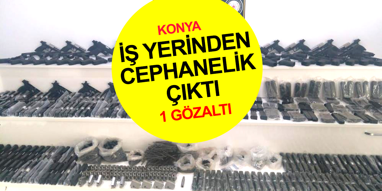 Konya'da iş yerine polis baskını! Kaçak silah imalathanesinden cephanelik çıktı