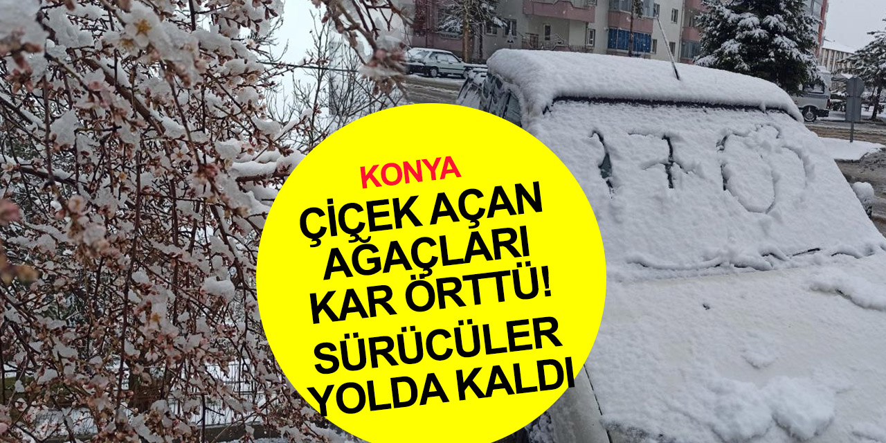 Konya’da Mart ayında buruk kar sevinci! Sürücüler yolda kaldı