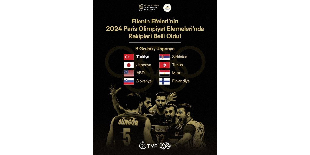 A Milli Erkek Voleybol Takımı, 2024 Paris Olimpiyat Elemeleri’nde B Grubu’nda Japonya, ABD, Slovenya, Sırbistan, Tunus, Mısır ve Finlandiya ile 30 Eylül - 8 Ekim tarihleri arasında mücadele edecek.