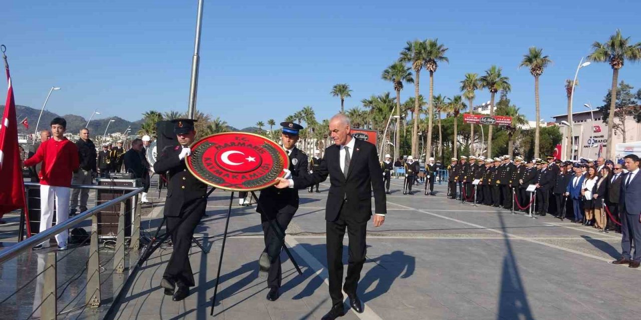 18 Mart Şehitler Günü programı Marmaris’te çelenk sunma töreni ile başladı