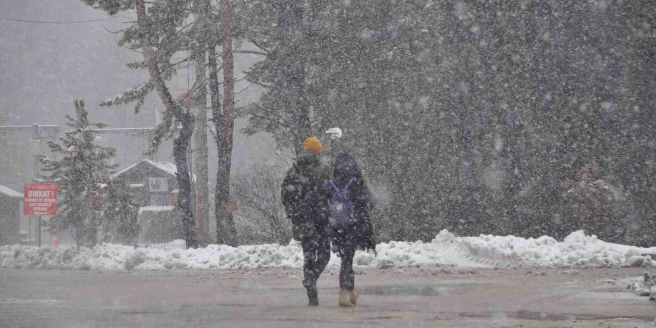 Abant’ta tatilciler lapa lapa yağan karın tadını çıkardı