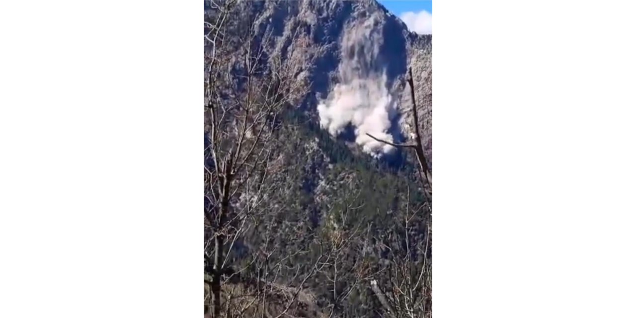 Düldül Dağı’ndan kopan kaya kütlelerinin tozu ortaya insan silüeti çıkardı
