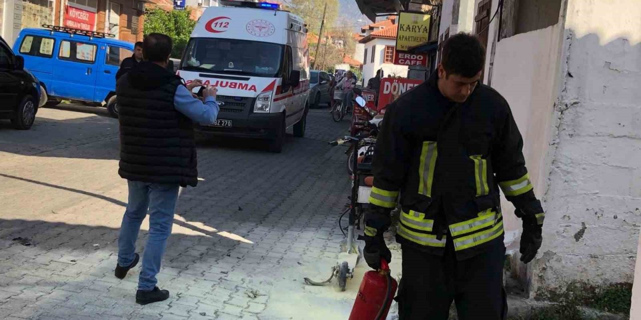 Köyceğiz’de alev alan akü bir kişiyi yaraladı