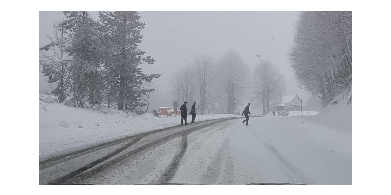 Kocayayla geçidi, yoğun kar yağışı nedeniyle ağır vasıtalara geçit vermedi