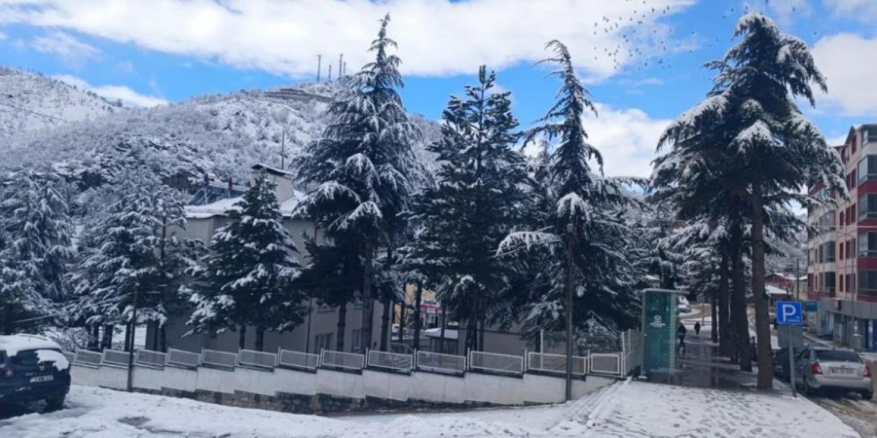 Konya'da kar yağışı! Hadim beyaza büründü