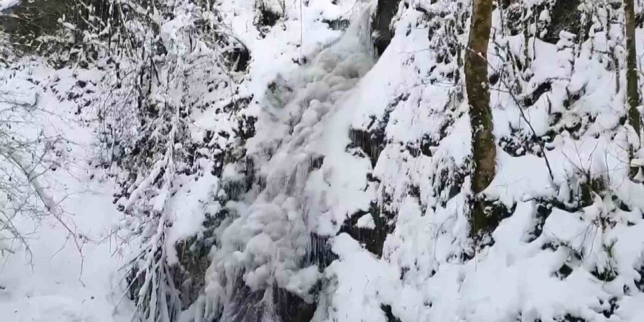 Hava sıcaklığı -5’in altında ölçüldü: O şelale kısmen dondu