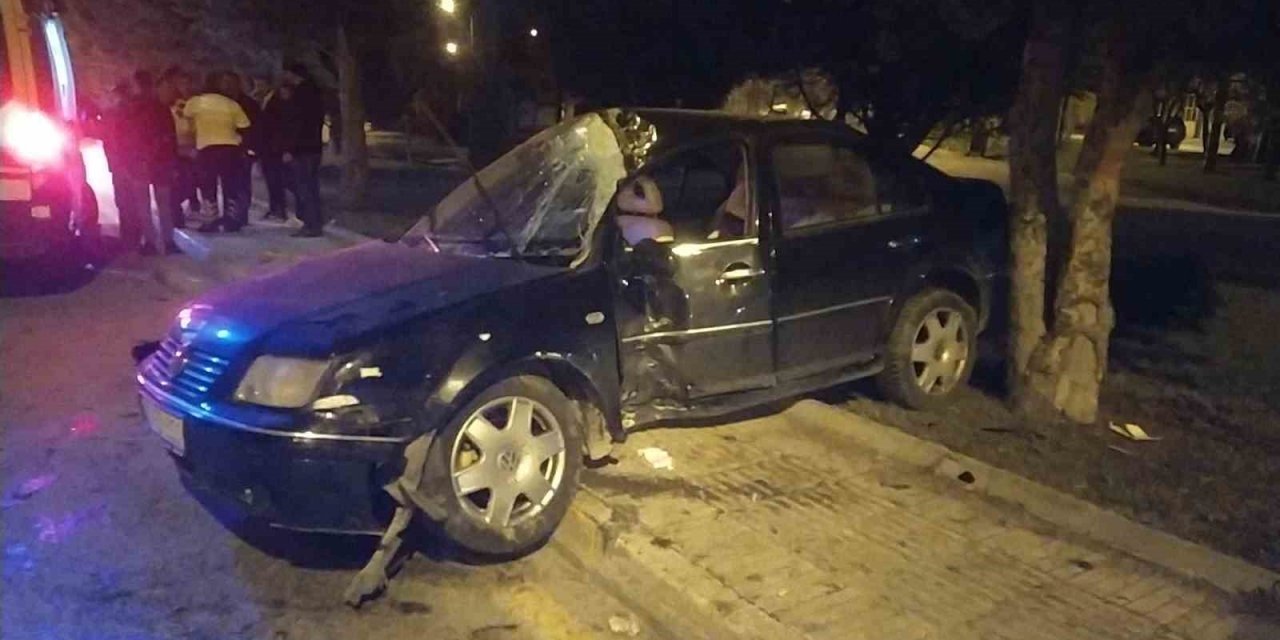 Kontrolden çıkan otomobil ağaca çarptı: 5 yaralı