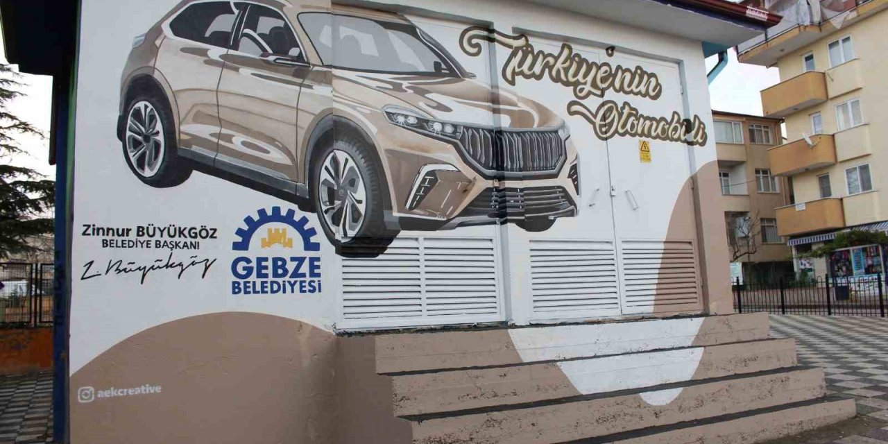 Trafo binası TOGG ve Kızılelma ile süslendi