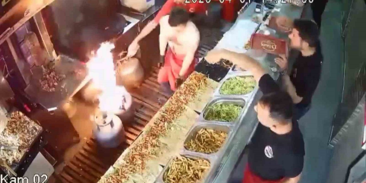 Tüp değişimi esnasında korku dolu anlar kamerada