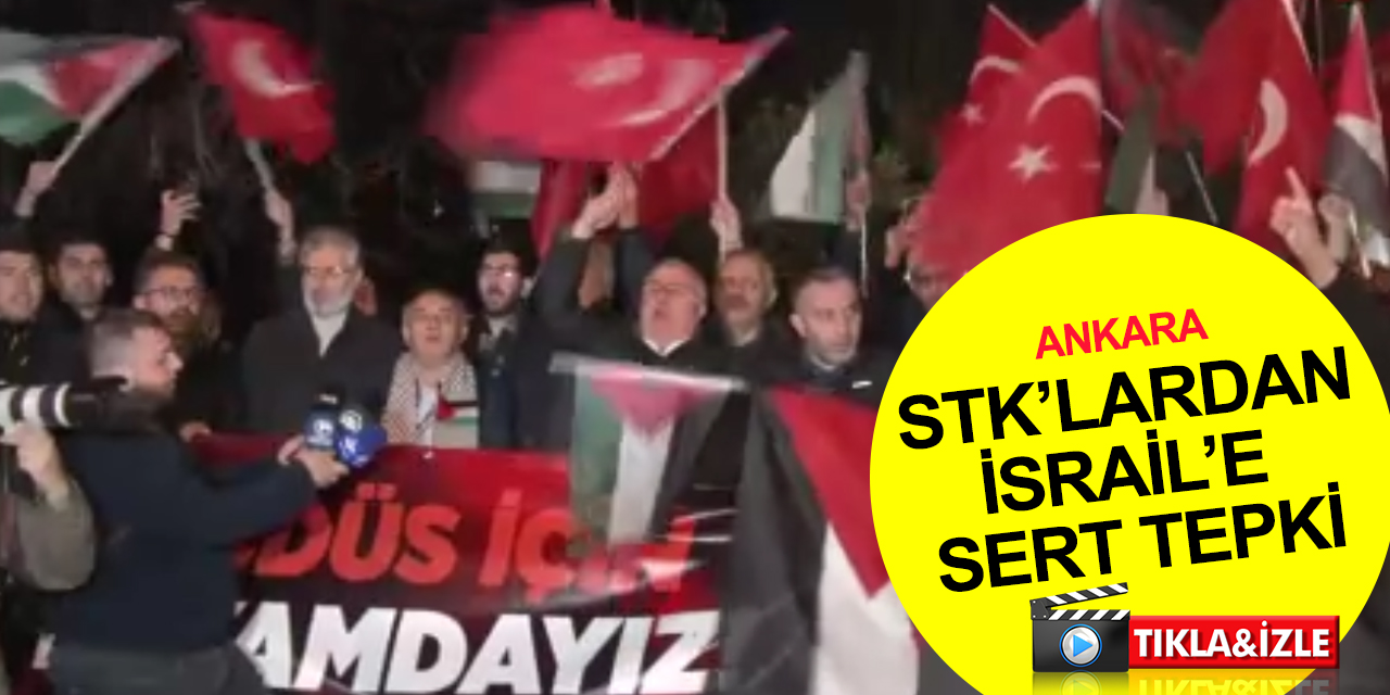 Ankara Büyükelçilik Konutu önünde toplanan STK üyeleri İsrail'e tepki gösterdi