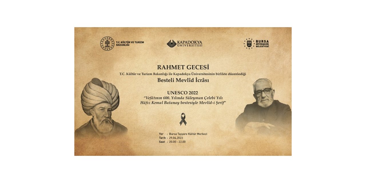 ’Besteli Mevlid’ kaleme alındığı Bursa’da ilk kez icra edilecek