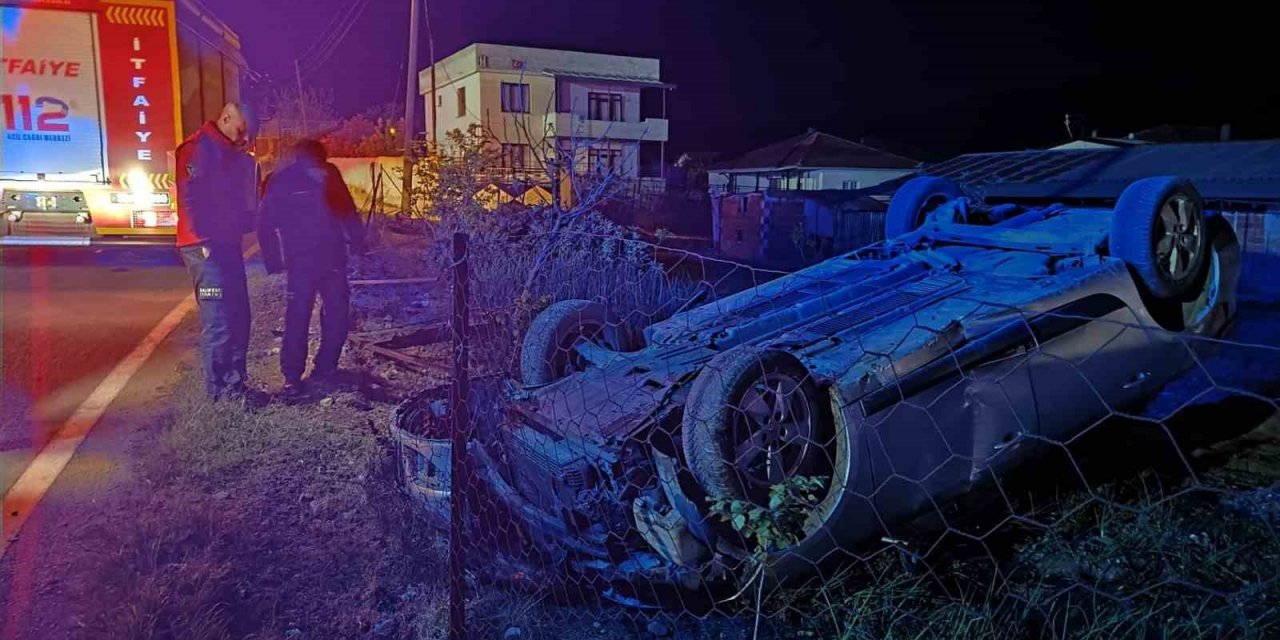 Susurluk’ta takla atan otomobilin sürücüsü yaralandı