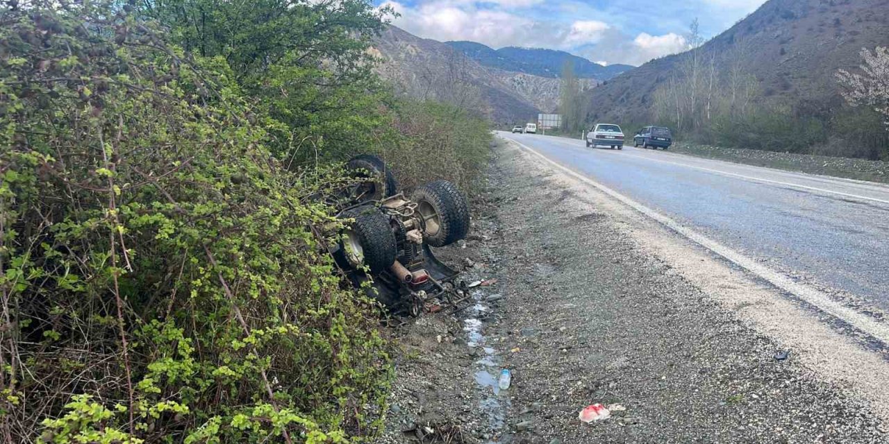 Şarampole devrilen ATV’nin sürücüsü yaralandı