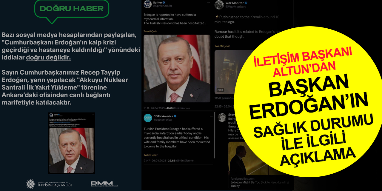 Cumhurbaşkanı Erdoğan'ın kalp krizi geçirdiği iddialarına net cevap! İletişim Başkanı Altun'dan açıklama