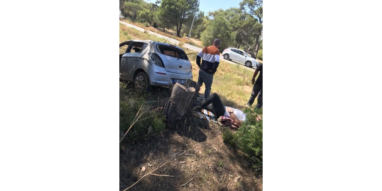 Yoldan çıkıp ormanlık alana uçan otomobil sürücüsü yaralandı