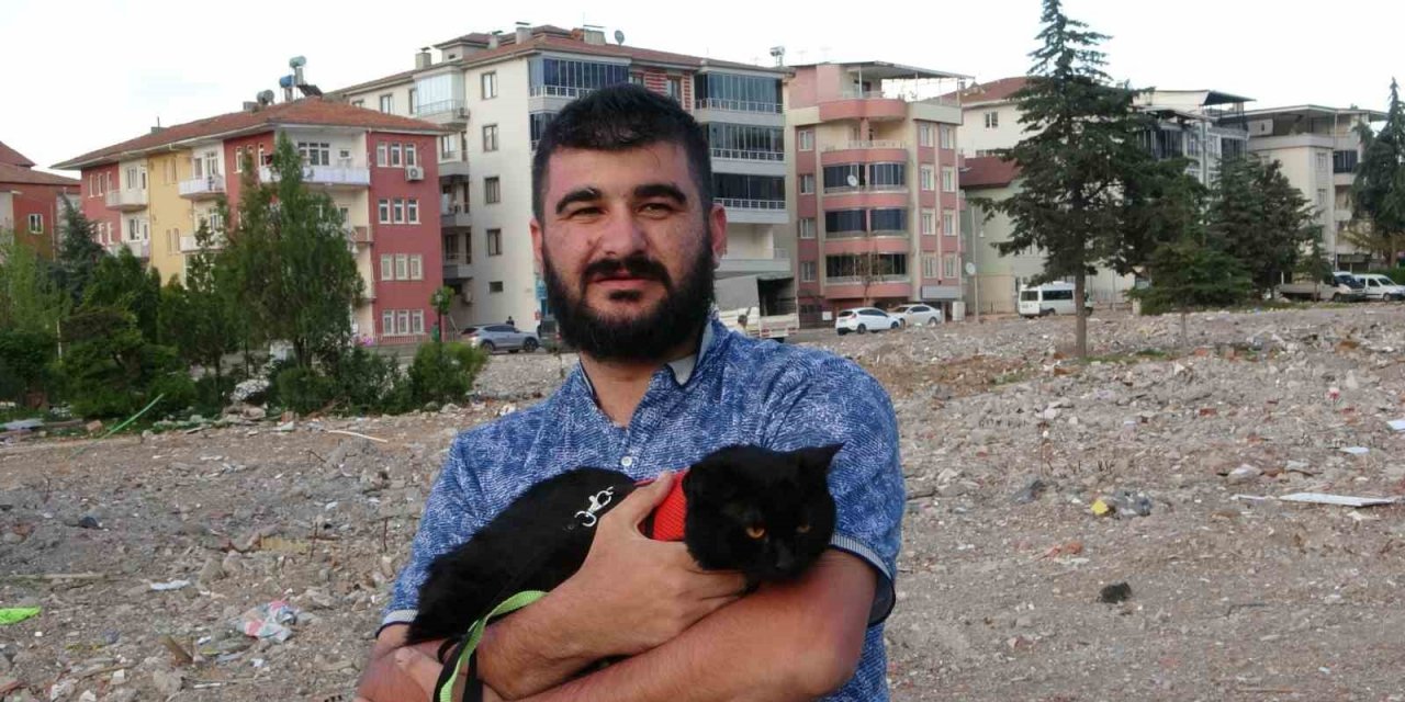 Depremde yıkılan evinin enkazında 11 gün sonra bulunan kedisine gözü gibi bakıyor