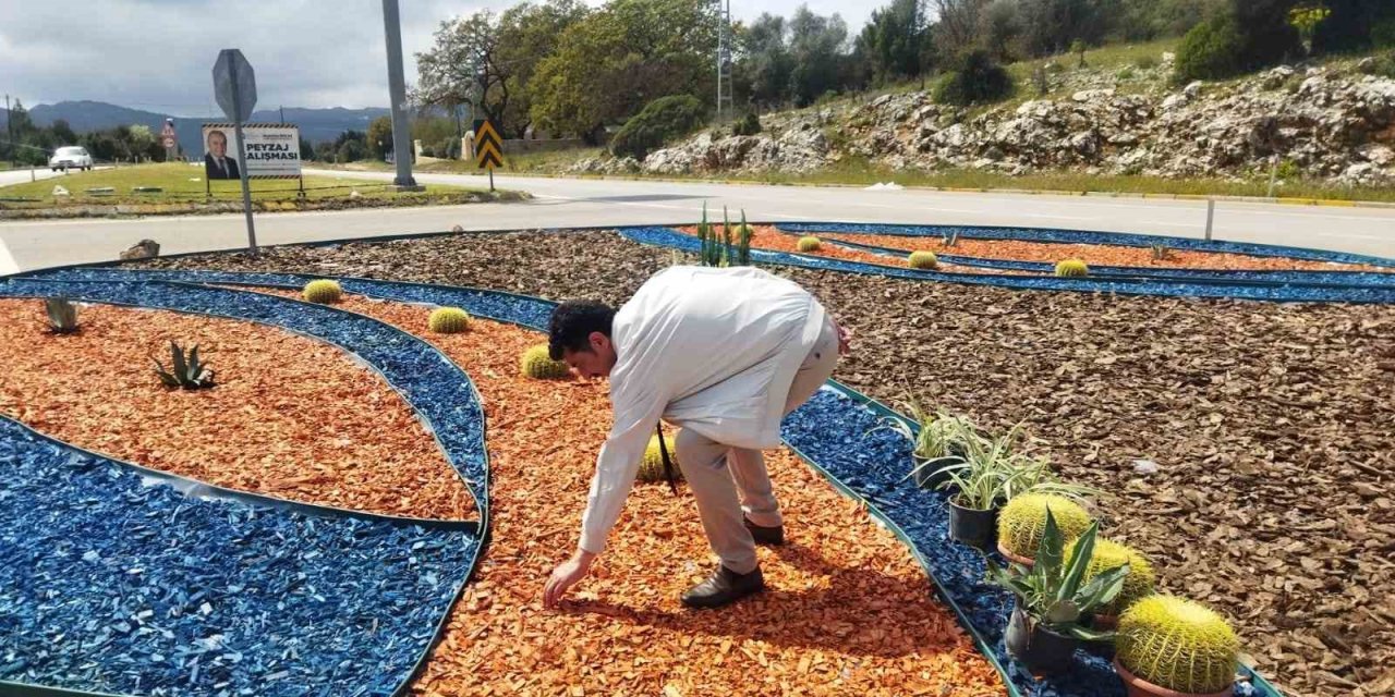 Üçağız Kavşağına renkli kurakçıl peyzaj uygulaması