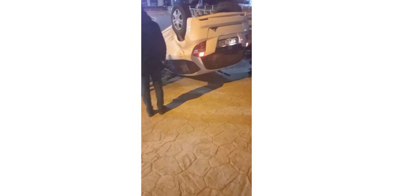 Kontrolden çıkan otomobil takla attı