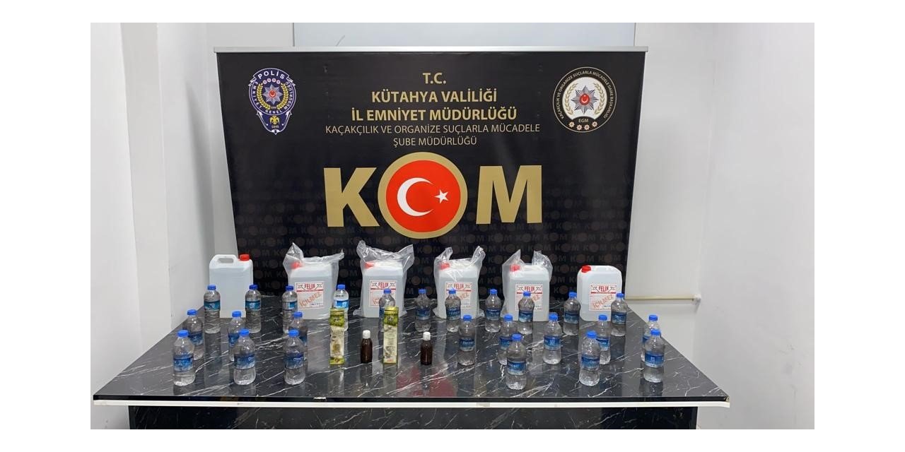 Kütahya’da 26 litre kaçak alkollü içki ve etil alkol ele geçirildi