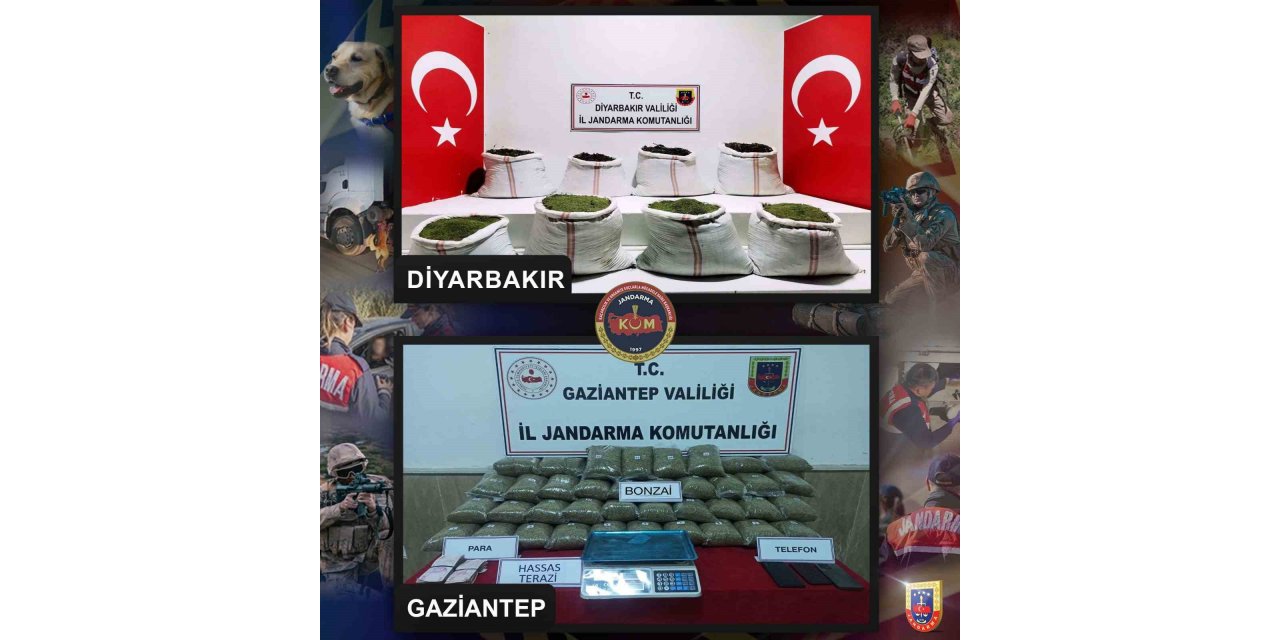 Diyarbakır ve Gaziantep’te toplam 278 kilo uyuşturucu ele geçirildi