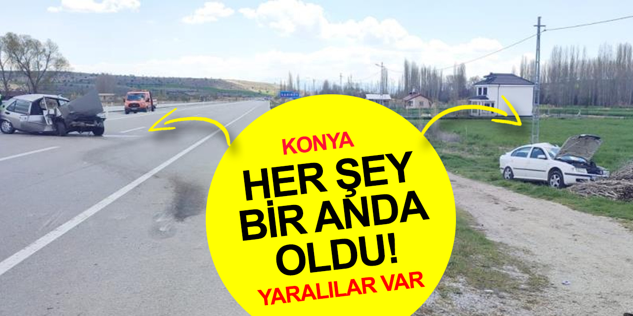 Konya’da otomobil duran araca çarptı! 1'i ağır 3 yaralı