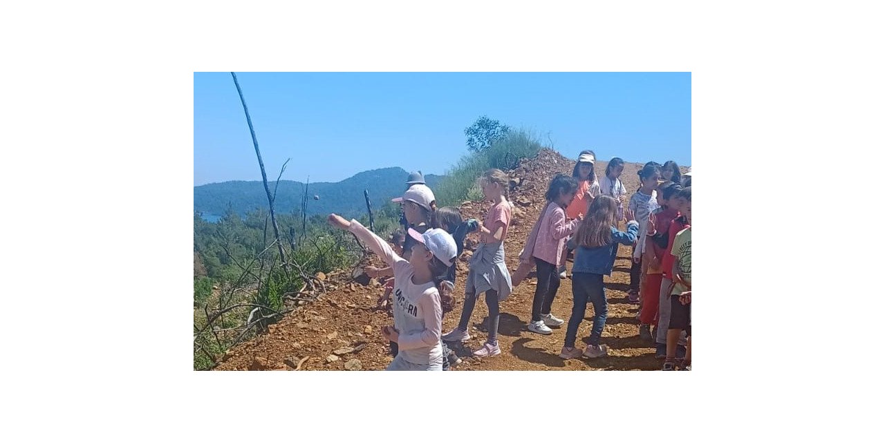 İlköğretim öğrencileri yanan alanlara tohum topu attı